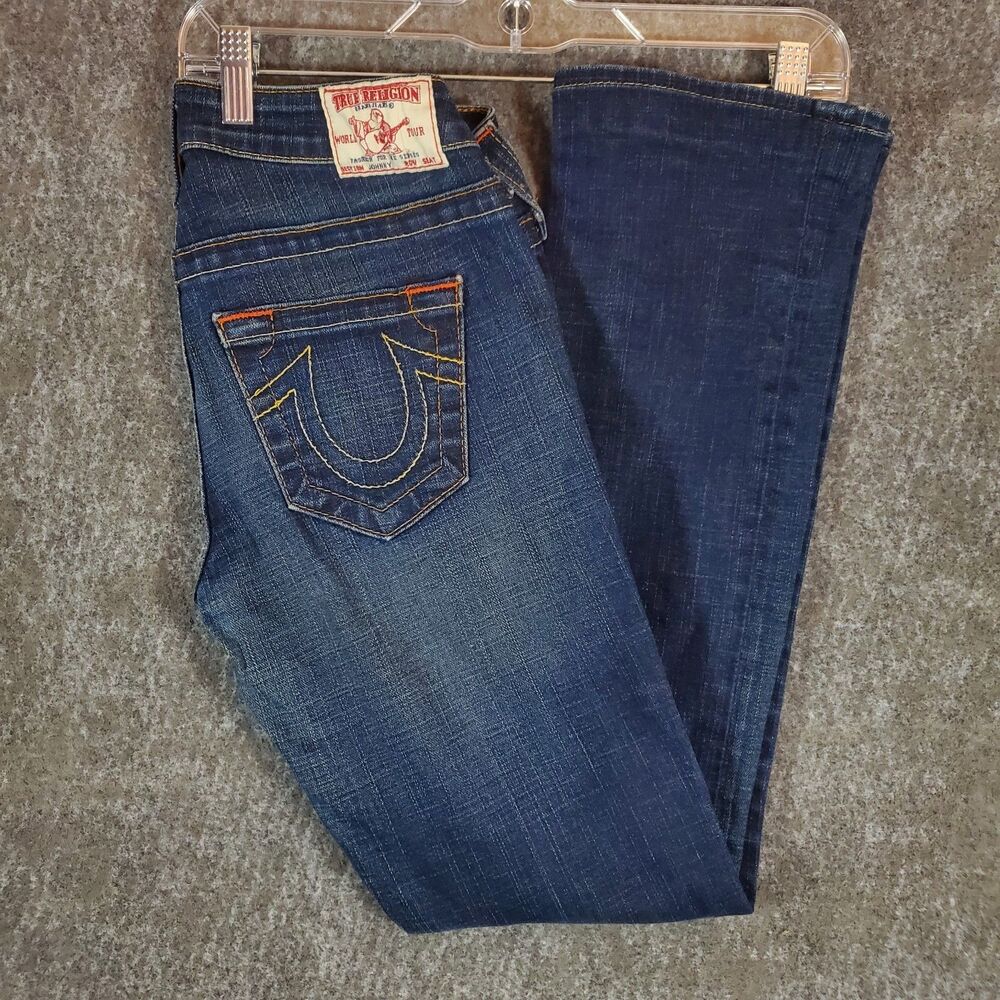 True Religion Johnny Super T Women's 26 Blue Denim Low Rise Straight Jeans